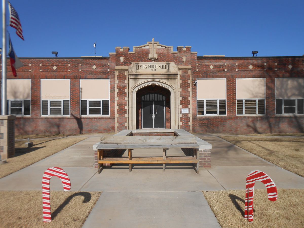 School and Sidewalk